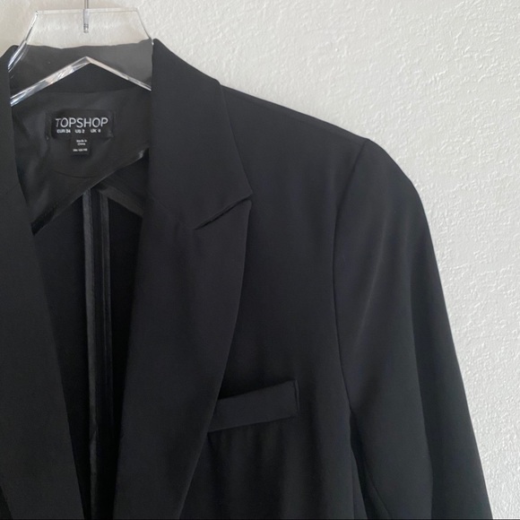 TOPSHOP black open lapel blazer SZ 2 - Picture 1 of 12